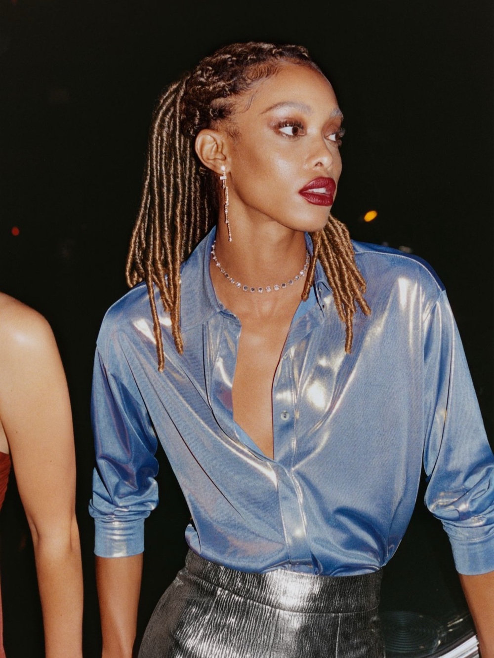 Anthropologie Iridescent Blue Button-Down Shine Shirt